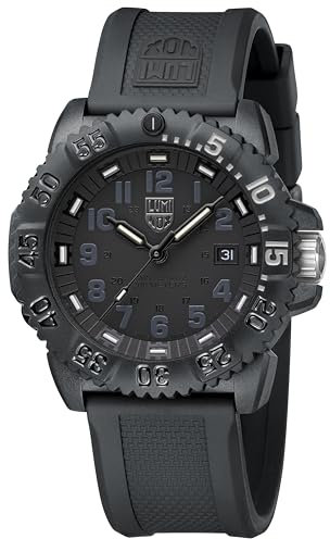 Luminox Herren Analog Schweizer Quarzwerk Uhr mit Kautschuk Armband XS.3051.GO.NSF, Schwarz