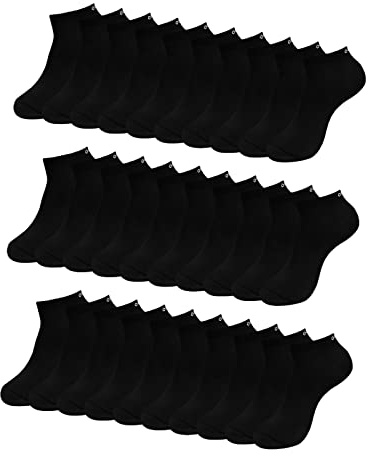 ONE STRANGE ROCK Herren Damen Sneaker Socken 5, 10, 15, 20, 30 Paar, Farbe:Schwarz - 15er Pack, Größe:35-38