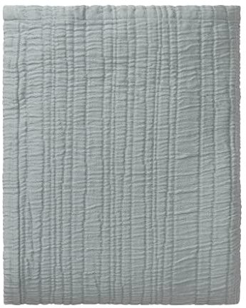 URBANARA Tagesdecke Velho, strukturierte Tagesdecke 275x265 cm aus 100% BCI-Baumwolle in Matelassé-Webung, gewebt und stückgefärbt, sozialverträglich und nachhaltig, Helles Grüngrau