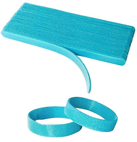 50PCS Reusable Adjustable Cable Ties, Microfiber Cloth Used for Computer Link Cable Cord Management (Light Blue)