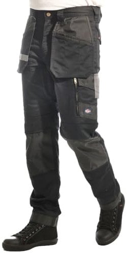 Lee Cooper LCPNT245 Men's Workwear Stretch Cargo Pants, Black, 38W / 31L