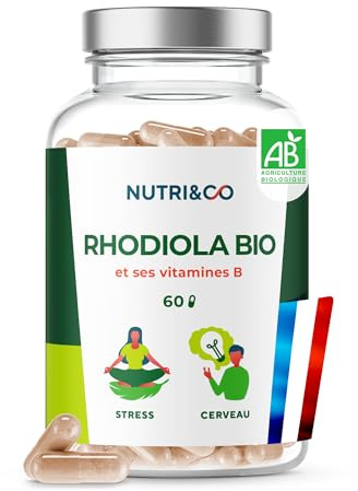 NUTRI&CO Rhodiola Rosea BIO 100% Naturel + Vitamine B | 400mg | 60 Gélules | Titré en Rosavine & Salidroside | Anti Stress Naturel | Vegan | Fabriqué en France