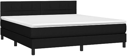 vidaXL Boxspringbett mit Matratze Polsterbett Doppelbett Hotelbett Bett Bettrahmen Bettgestell Lattenrost Schlafzimmerbett Schwarz 180x200cm Stoff