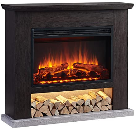 FLAMME 39 Beadell Electric Fireplace Suite Espresso Oak Colour Includes 2000w Heater with Glass Fronted Flame Effect, Remote Control