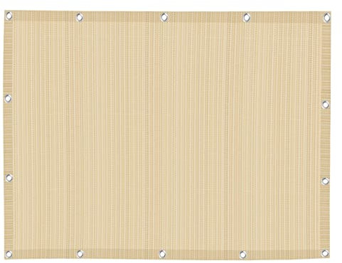 Sonnensegel Rechteck 4 x 6 m luftdurchlässig, wasserdurchlässig Sichtschutz Windschutz Tarp mit Ösen und Befestigungsseile für Terrasse Balkon Garten, Creme Farben