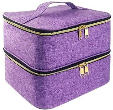 SANON Nail Polish Organizer, Nail Polish Storage Bag Holds 30 Bottles(0.5 fl.oz) Nail Lamp Nail Polish Manicure Tools Carrying Case