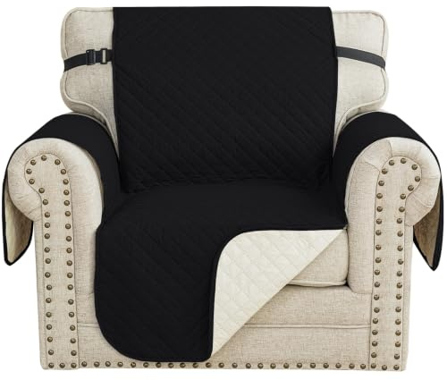 CYCMACO Wasserdicht Sesselhusse rutschfest 1 Sitzer, Schwarz | Sesselhusse Haustier Katze Hunde, Sofaschoner Rutschfest, Universal Couchüberzug Waschbar, Sofa Covers Mit Armlehnen