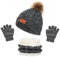 3in1 Kinder Wintermütze Schal Handschuhe Set,Jungen Winter Beanie Hut Schal Handschuhe Set,Jungen Strickmütze Set,Jungen Warme ​Wintermütze Beanie Hut Handschuhe Runder Schal Set für Kinder 2-6 Jahre