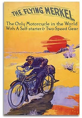 ECHUN Vintage-Poster 1913 Crossing The Great American Desert on His Flying Merkel, dekorative Leinwand, Wand- und Kunstbild, Gemälde, 30 x 45 cm