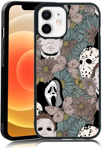 MMYAJT Horror Flowers Scary Phone Case Fit for iPhone 12 Mini, TPU iPhone Case Shockproof Ghostface Fashion Design Phone Cover Gift for Boy Girl Men Women