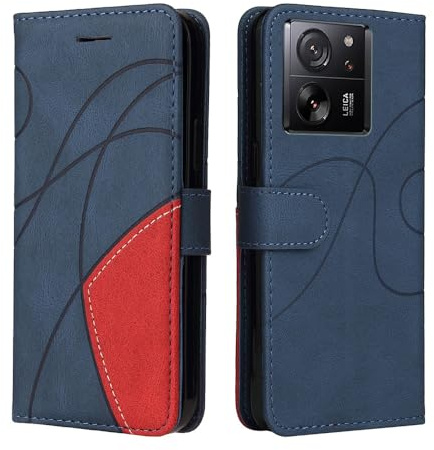 XINNI Handyhülle für Xiaomi 13T 5G/Xiaomi 13T Pro 5G Hülle, PU/TPU Retro Klappetui Stoßfeste Schutzhülle Flip Magnetisch Telefonhülle, Blau