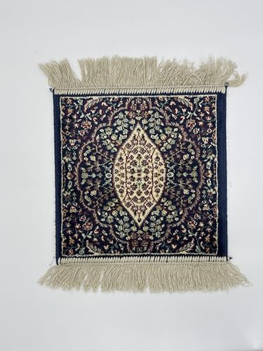 LaVelahome Klassischer Teppich, klein, 35 x 35 cm, quadratisch, mit Fransen (35_x_35_cm, Blau_02)
