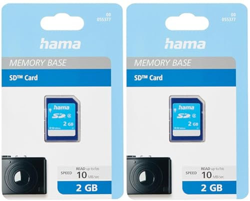 Hama 55377 High Speed Secure Digital Memory Card 2 GB (Pack of 2)
