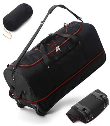 Vomgomfom 32 110L Erweiterbar 140L Reisetasche mit 2-Inline-Rädern, Faltbare Extra Große Sporttasche mit Multi-Griffe, Armee Grün