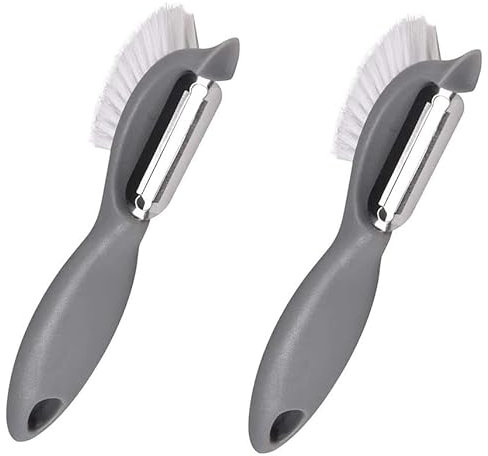 2pcs Vegetable Peeler/Multifunctional 3-in-1 Potato Peeler with Brush/Stainless Steel Portable Peeler/White