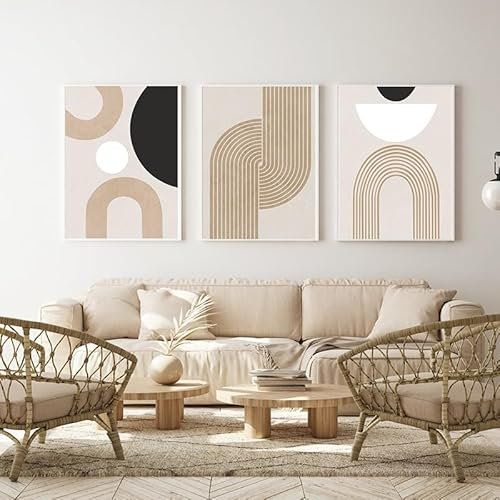 Moderne Geometrische Pflanzendekorationsplakat, Künstlerische Abstrakte Dekorationsmalerei, Gedrucktes Plakat Auf Der Hintergrundwand Des Schlafzimmers, Wohnzimmer, Büro, Rahmenlos. (A 6,30x40cm*3)