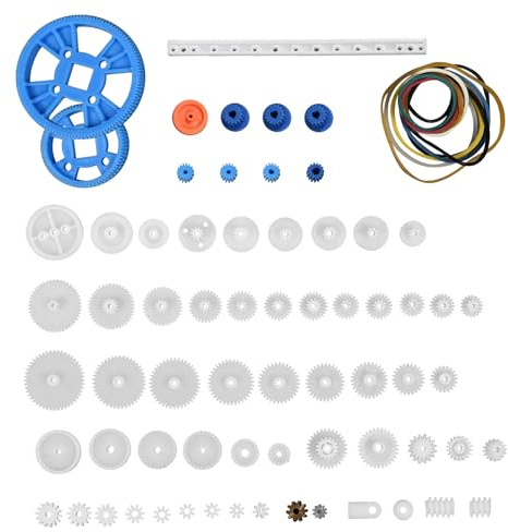80teiliges Motorgetriebe-Set, Kunststoff-Zahnräder, Riemenscheibe, Mini-Riemenschnecken-Kits, Riemenscheiben-Riemen-Schnecken-Kits, Kronenrad-Set, Robotermotor, Spielzeug-DIY-Teile für Modell-Amateur