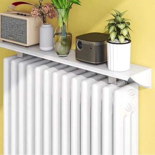 Usknxiu Radiator Guard Sleeves Radiator Cover No Drilling, Radiator Shelf, Over Radiator Shelf White Metallic Heating Cover (14.5cm Wide 130cm)