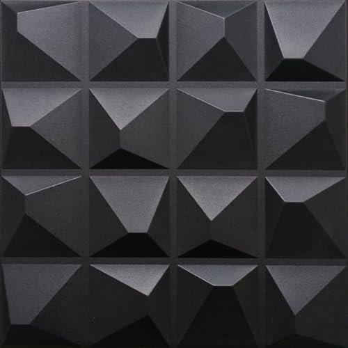 Deccart - 3D Wandpaneele 50x50 cm - Paneele Wand Wall Panels Deko Wandverkleidung Innen Panel Deckenverkleidung Decke Deckenpaneele Platten Styropor EPS-Polystyrol Kryształ 5 m², 20 Stück,Schwarz