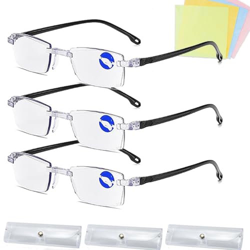 DPKSML Autozoom-Lesebrille, Zoom-Lesebrille mit automatischer Anpassung für Damen und Herren, tragbare Anti-Blaulicht-Brille (3pcs Autozoom)