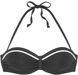 VIVANCE Damen Bügel-Bandeau-Bikini-Top mit Bügel und wattierte Cups, seitliche Stäbchen, Abnehmbarer Neckholder-Träger, softe Microfaser für EIN angenehmes Tragegefühl