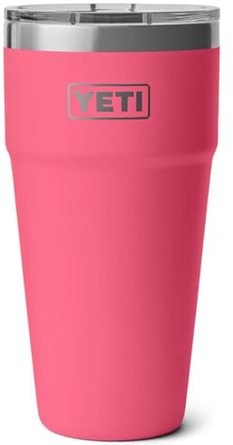 YETI Rambler Cup, Vacuum Insulated Stainless Steel Stackable Cup with Magslider Lid, Tropical Pink, 30 oz (887 ml)