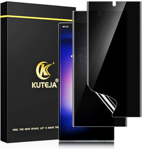 Kuteja [2 Stück] Privacy TPU Schutzfolie für Samsung Galaxy S23 Ultra 5G, Anti Spähen Sichtschutz, Anti-Kratzen, Fingerabdruck-ID Blasenfreie Weich Displayschutzfolie für S23 Ultra Anti-Spy Folie