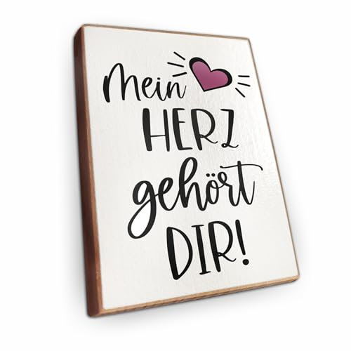 Magnet aus Buchenholz Kühlschrankmagnete mit Sprüchen (Mein Herz gehört dir)