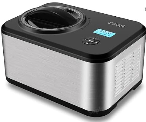 KUMIO 1.5L Ice Cream Maker with Compressor, No Pre-Freezing, 4 Modes Ice Cream Maker Machine with LCD Display, Timer, Automatic Gelato & Yogurt Machine, Stainless Steel