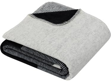 Ibena Achmeta Decke 150 x 200 cm - Baumwollmix, weich, warm & waschbar, Kuscheldecke abstrakt schwarz weiß