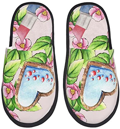 Hausschuhe Damen Herren Pomade Make-Up Blume Hüften Blumen Hausschuhe Haushalt Flauschige Hausschuhe Damen Winter Herren Hausschuhe, Für Herren, Den Alltag, Drinnen Outdoor, L