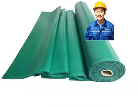 Manta de soldadura ignífuga de fibra de vidrio ignífuga para gasolinera, protección contra chispas de soldadura por arco (verde, 0,3 mm x 2 x 50 m)
