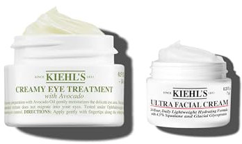 KIEHL'S Creamy Eye Treatment with Avocado, 14 ml + gratis Ultra Facial Cream 7 ml, feuchtigkeitsspendende Avocado-Augencreme, Augenpflege für normale und empfindliche Haut