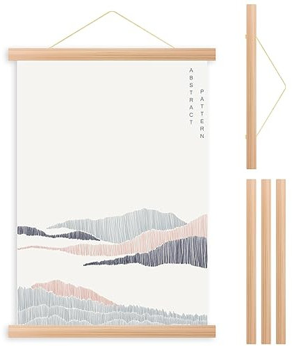 IXTIX Magnetisch Posterschiene, Magnet Magnetische 21/30/40/51CM, Posterleiste Posterschiene Holz für Gemälde, Poster, Reisekarten und Andere Künstlerische Poster (Holzfarbe-51CM)