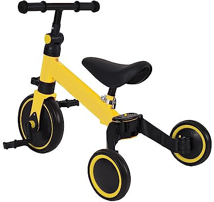 ZAPOP 5 in 1 Laufrad Dreirad,Dreirad für Kinder ab 1-4 Jahr,Kinderdreirad mit schubstange,Kinderfahrrad,Laufräder Lauffahrrad inkl. Lenkstange,Sicherheitsbüge