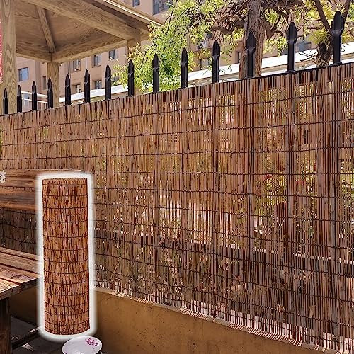 Bambus-Zaun, Sichtschutz für Hinterhof, Garten, Balkon, 0,9 x 3 m, natürlicher Schilfzaun, Rollen, Pflanzen-Pool, Hofzaun, 90 x 120 cm hoch