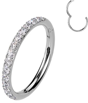 AWAKEN Orecchini Anello Clicker Cerchio con Cristalli Cartilagine/Septum/Helix in Acciaio Chirurgico 316L