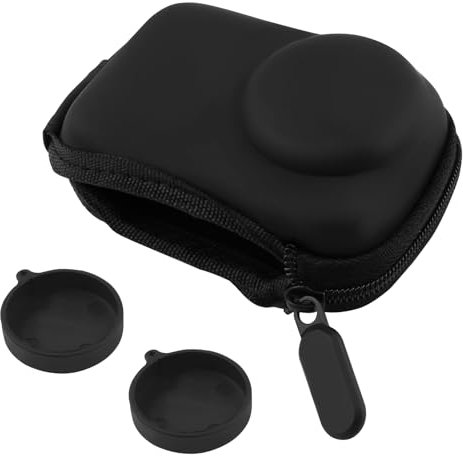 Mini Bag Case for DJI OSMO Action 5 Pro Action 4 and Action 3 Cameras with 2-Pack Rubber Lens Cap Cover Compact Carrying Storage Case for GoPro Hero 13/12/11//10/9/8/7/6
