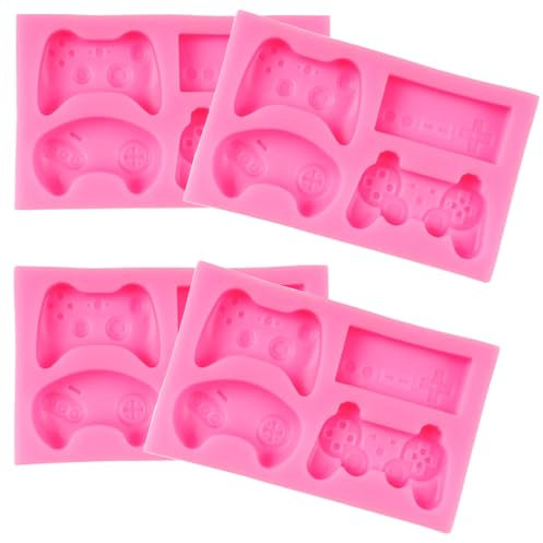 TuNan Silikonform für Cupcakes, Fondant, Schokolade, Kuchendekoration, Süßigkeiten, Geschenkherstellung, Rosa, insgesamt 16 Mulden, 4 Stück