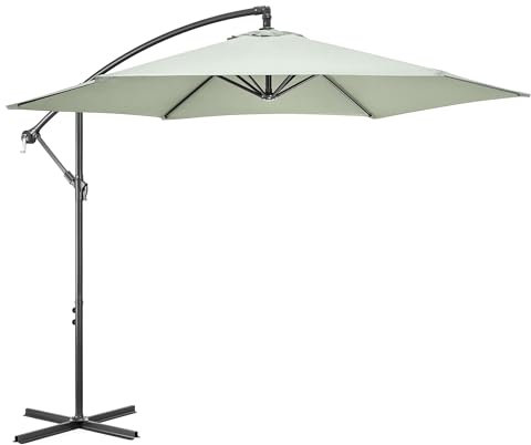 CHRISTOW Banana Parasol 3m Large Garden Umbrella Crank Handle Grey Navy Cream Taupe Sage