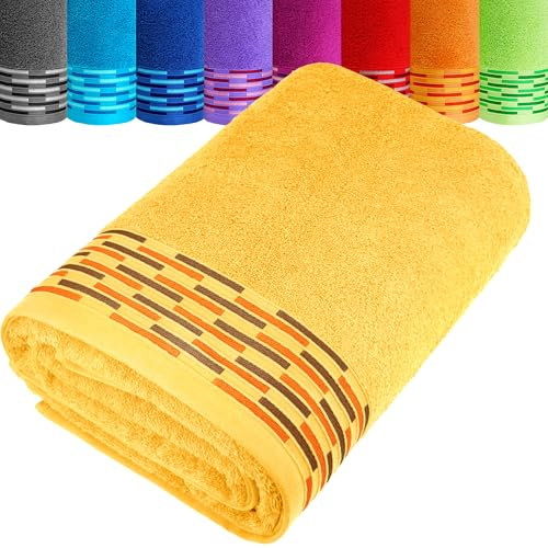 Lashuma Saunahandtuch 80x200 cm Dame Gelb - Aprikose, Lugano Handtuch groß, weich und flauschig
