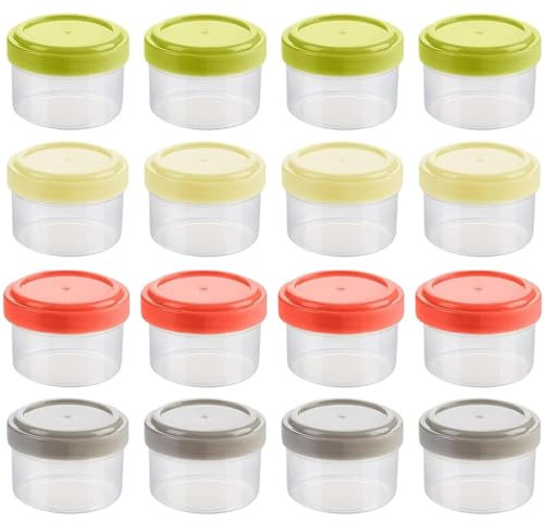 YouthLoxus 16pcs Sauce Pots, 60ml Reusable Small With Lids, Stackable Leak Proof Sauce Pots With Lids, Used For Storing Chili Powder, Salad Dressing, Jam, Etc. (4 Colors)