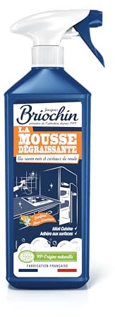 JACQUES BRIOCHIN - Mousse Dégraissante Cuisine -Savon Noir et Cristaux de Soude - Dégraisse - 99% d'Ingrédients d'Origine Naturelle - - Fabriqué En France - 750mL