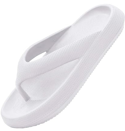 Chanclas de dedos para mujer, sandalias de verano, pies anchos, lavables, suaves, antideslizantes, con plataforma, ligeras, de secado rápido, zapatillas de ducha, Blanco, 42 EU