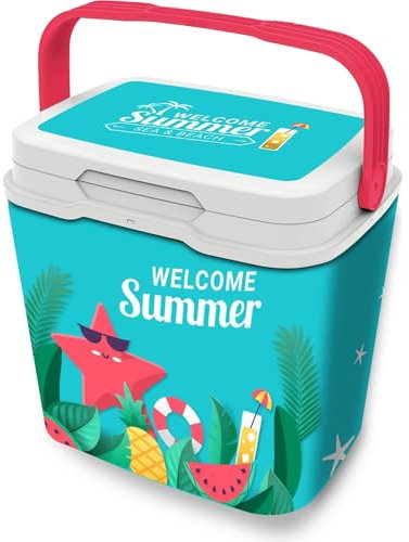 Nevera portátil 25L Decorada con asa Reforzada y Amplia Capacidad, Ideal para conservar Bebidas frías en Playa, Camping, jardín o excursiones, Compatible con Bolsa Nevera polarbox
