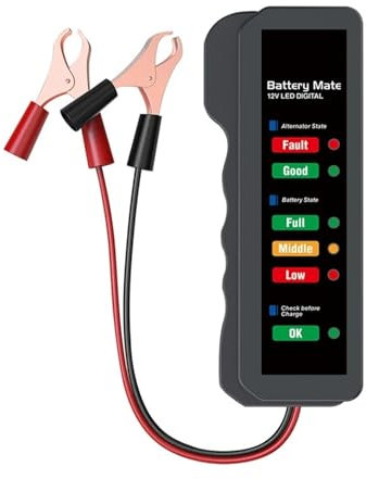 Battery Tester, 12V Car Battery Tester Digital Alternator Tester With 6 LED Lights Car Battery Tester Analyzer Professal Auto Diagnostic Tool