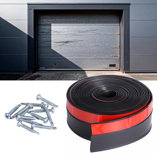 236 in TPE Rubber Garage Door Seal Strip, Universal Garage Door Bottom Weather Stripping for Top and Side, Waterproof, Adhesive-Backed, Draught Excluder, Black