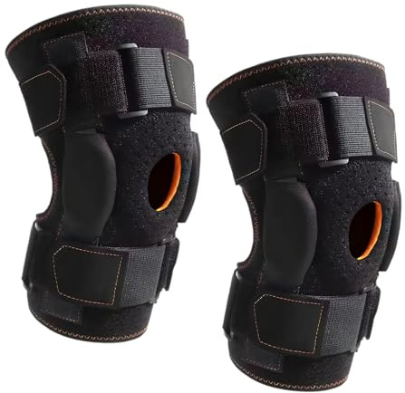 Anmahe 2PCS Knee Support for Women Arthritis Men, Hinged Knee Brace Adjustable Open Patella, for Joint Pain Relief, Meniscus Tear
