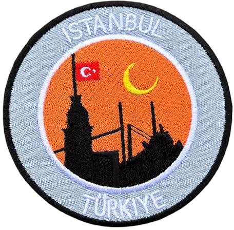 Patch zum Aufbügeln, Motiv: Istanbul, 9 cm, gestickt, zum Bergsteigen, Klettern, Trekking, als Souvenir, zum Aufbringen auf Tasche, Rucksack, T-Shirt, Jacke, Gepäck