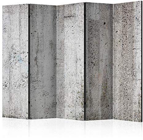 decomonkey Paravent Raumteiler Innen Beton 225x172 cm 5 Teilig Einseitig Room Divider Wall Raumteiler Stehend Trennwand Sichtschutz Spanische Wand Sichtschutzwand Wohnzimmer Holz Mauer